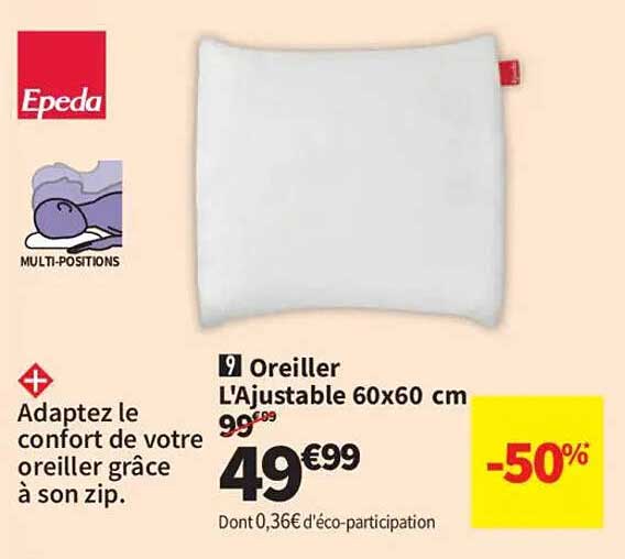 Oreiller L'Ajustable 60x60 cm