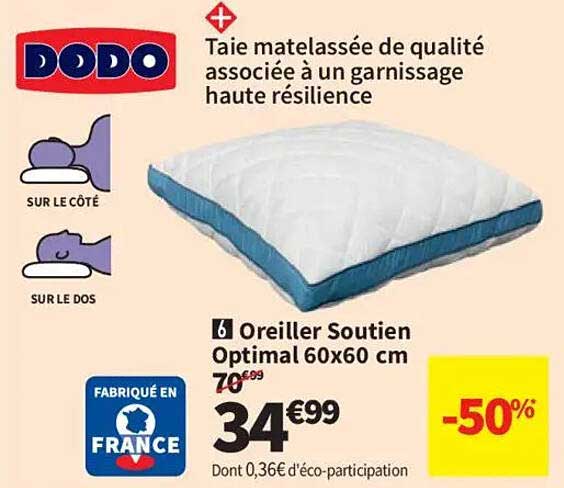 Oreiller Soutien Optimal 60x60 cm