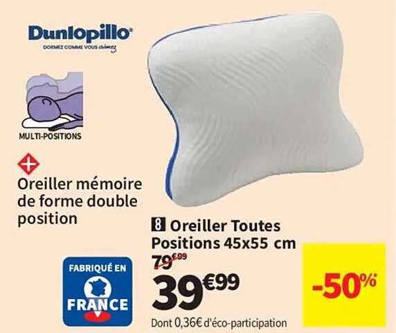 Oreiller Toutes Positions 45x55 cm