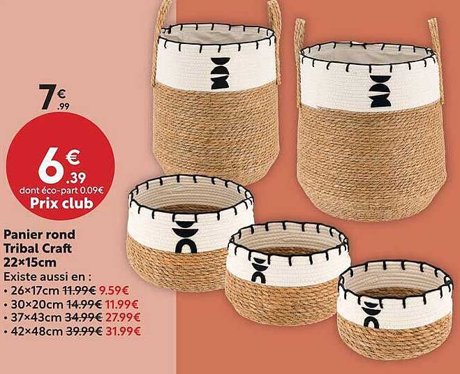 Panier rond Tribal Craft 22x15cm