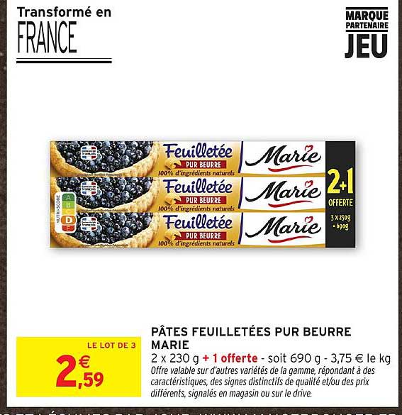PÂTES FEUILLETÉES PUR BEURRE MARIE