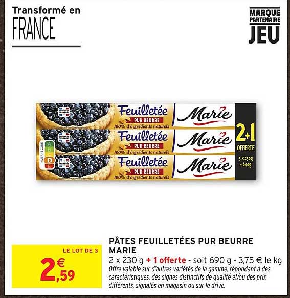 PÂTES FEUILLETÉES PUR BEURRE MARIE