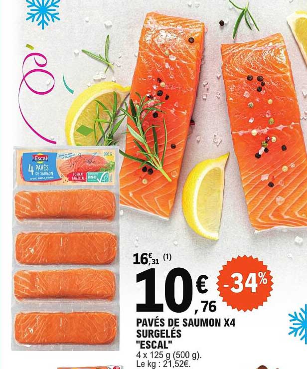 PAVÉS DE SAUMON X4 SURGELÉS "ESCAL"