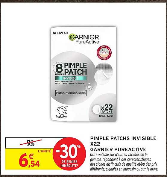 PIMPLE PATCHS INVISIBLE X22 GARNIER PUREACTIVE