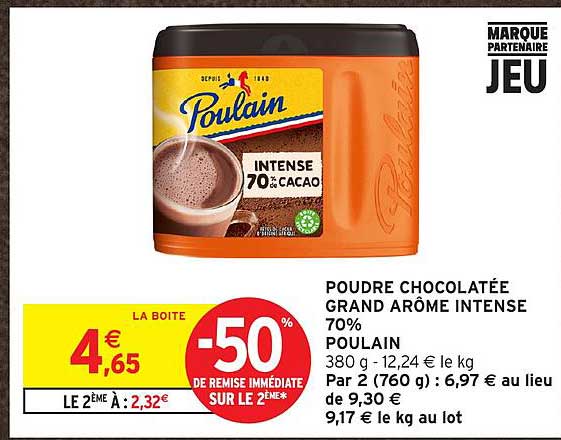 POUDRE CHOCOLATÉE GRAND ARÔME INTENSE 70% POULAIN