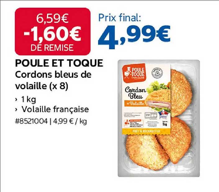 POULE ET TOQUE Cordons bleus de volaille (x 8)