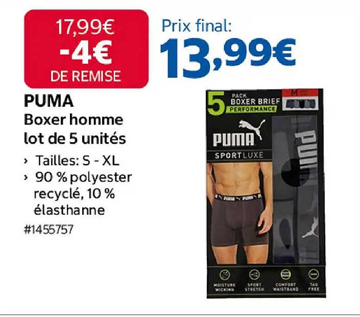 PUMA Boxer homme lot de 5 unités