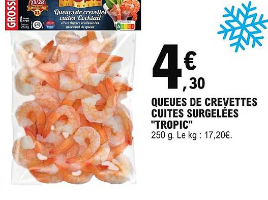QUEUES DE CREVETTES CUITES SURGELÉES "TROPIC"