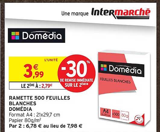 RAMETTE 500 FEUILLES BLANCHES DOMÉDIA