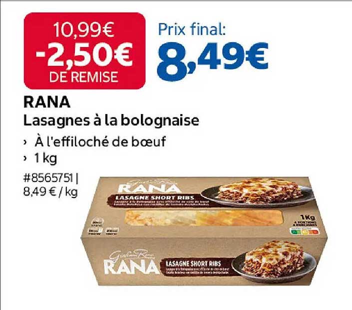 RANA Lasagnes à la bolognaise À l'effiloché de bœuf 1 kg