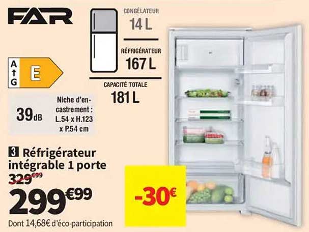 Réfrigérateur intégrable 1 porte