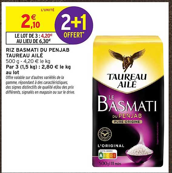 RIZ BASMATI DU PENJAB TAUREAU AILÉ