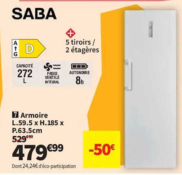 SABA 7 Armoire L.59.5 x H.185 x P.63.5cm