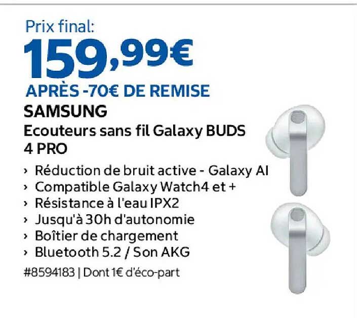 SAMSUNG Ecouteurs sans fil Galaxy BUDS 4 PRO