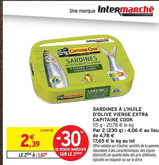SARDINES À L'HUILE D'OLIVE VIERGE EXTRA CAPITAINE COOK