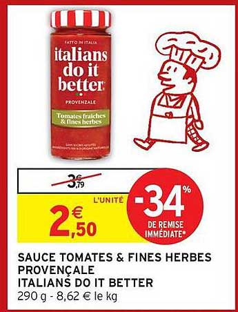 SAUCE TOMATES & FINES HERBES PROVENÇALE ITALIANS DO IT BETTER
