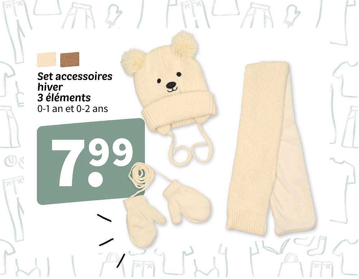 Set accessoires hiver 3 éléments 0-1 an et 0-2 ans