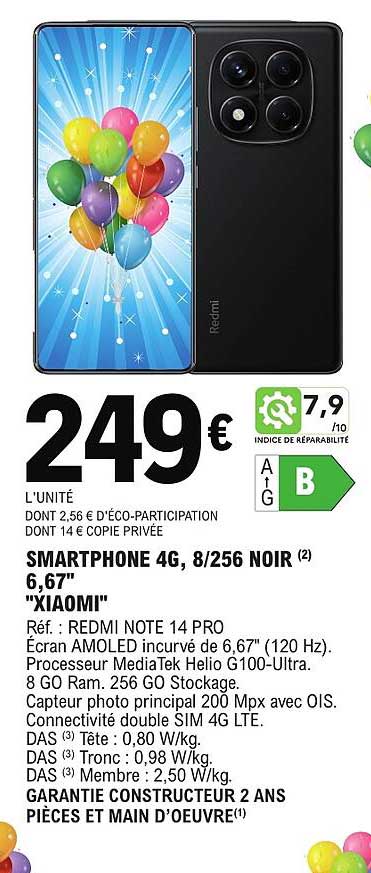 SMARTPHONE 4G, 8/256 NOIR 6,67" XIAOMI