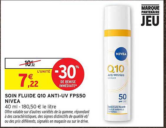 SOIN FLUIDE Q10 ANTI-UV FPS50 NIVEA