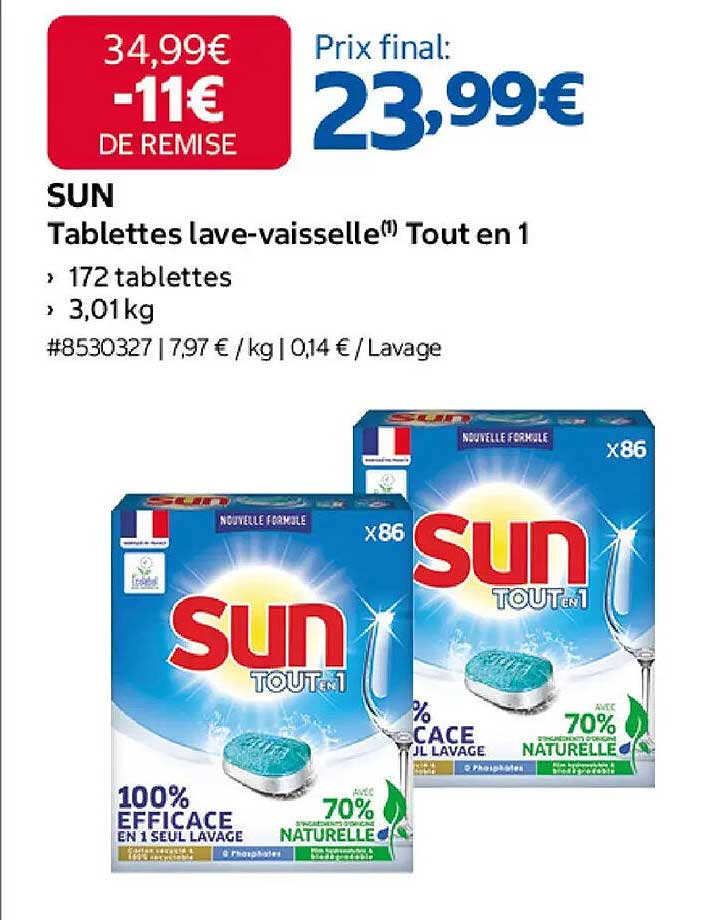 SUN Tablettes lave-vaisselle¹ Tout en 1