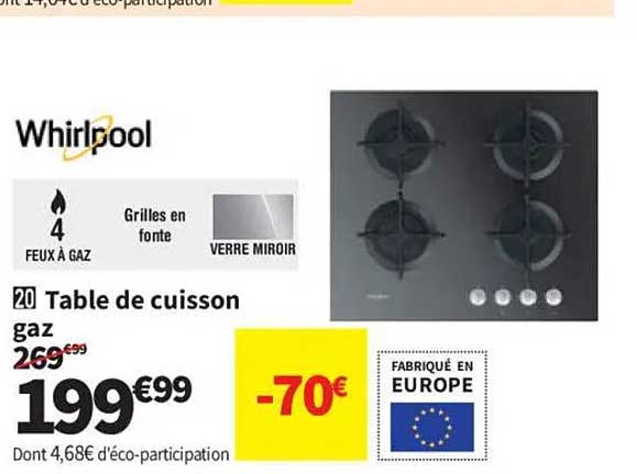 Table de cuisson gaz