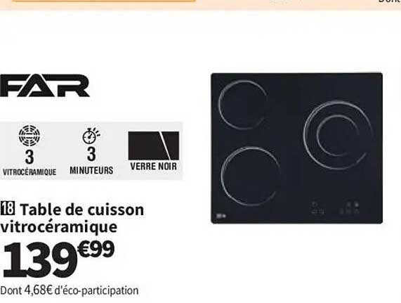 Table de cuisson vitrocéramique