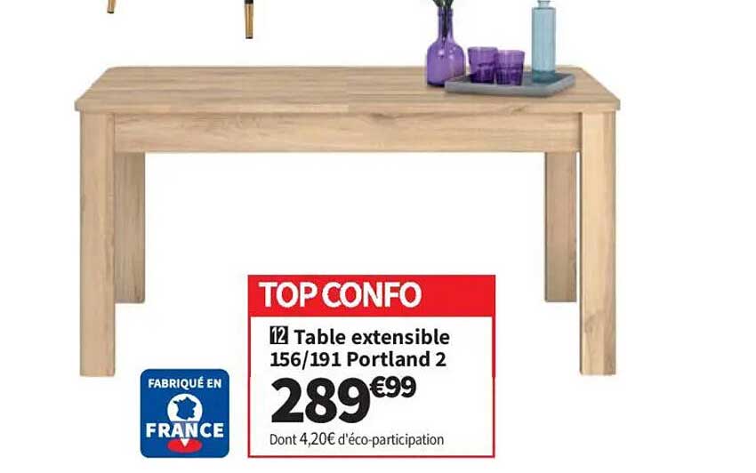 Table extensible 156/191 Portland 2