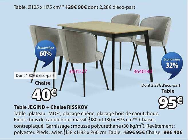 Table JEGIND + Chaise RISSKOV