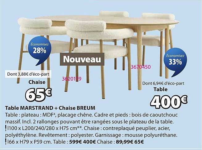 Table MARSTRAND + Chaise BREUM