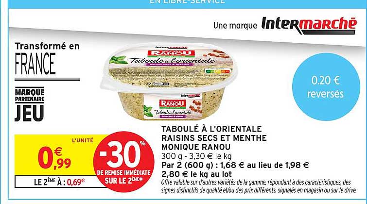 TABOULÉ À L'ORIENTALE RAISINS SECS ET MENTHE MONIQUE RANOU