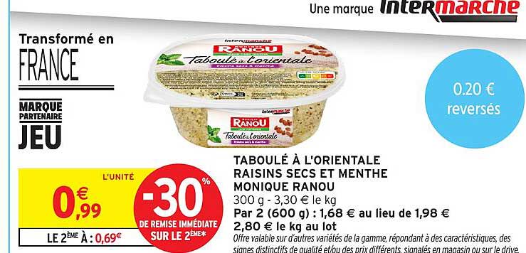 TABOULÉ À L'ORIENTALE RAISINS SECS ET MENTHE MONIQUE RANOU