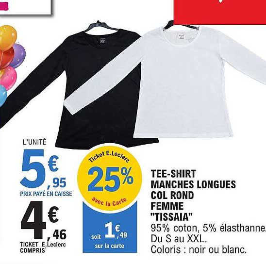 TEE-SHIRT MANCHES LONGUES COL ROND FEMME "TISSAIA"