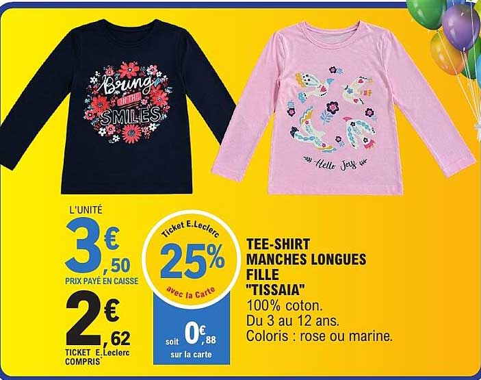 TEE-SHIRT MANCHES LONGUES FILLE "TISSAIA"