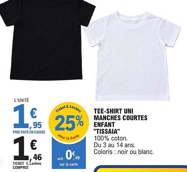 TEE-SHIRT UNI MANCHES COURTES ENFANT "TISSAIA"