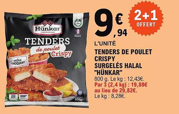 TENDERS DE POULET CRISPY SURGELÉS HALAL "HÜNKAR"