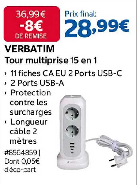 VERBATIM Tour multiprise 15 en 1