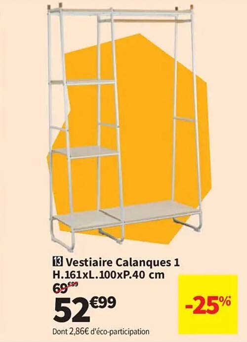 Vestiaire Calanques 1 H.161xL.100xP.40 cm
