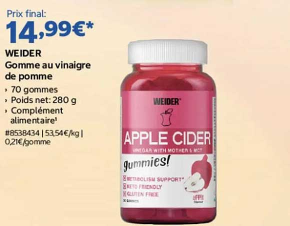 WEIDER Gomme au vinaigre de pomme