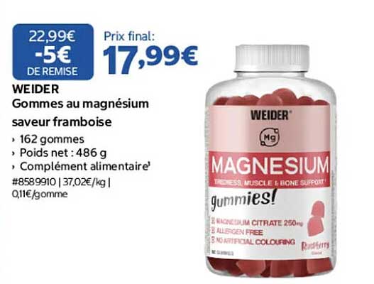 WEIDER Gommes au magnésium saveur framboise