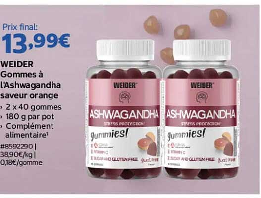 WEIDER Gummies à l’Ashwagandha saveur orange