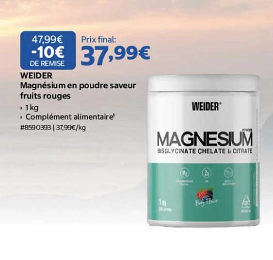 WEIDER Magnésium en poudre saveur fruits rouges