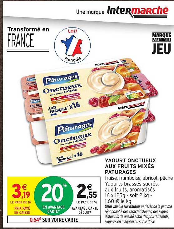 YAOURT ONCTUEUX AUX FRUITS MIXÉS PATURAGES