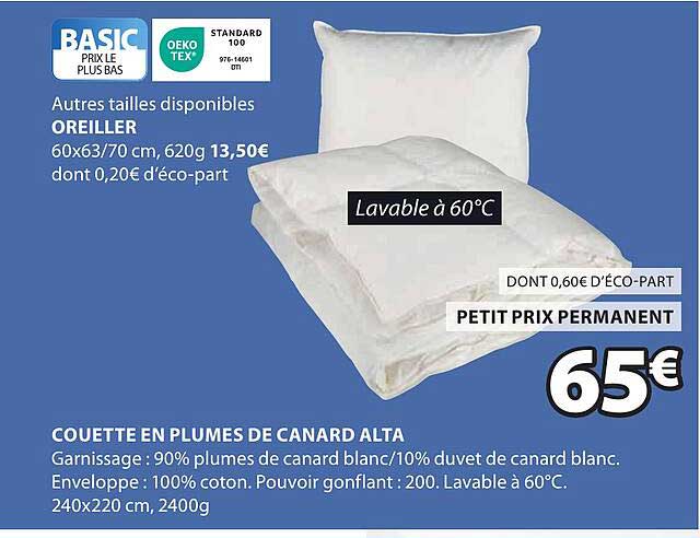 COUETTE EN PLUMES DE CANARD ALTA
