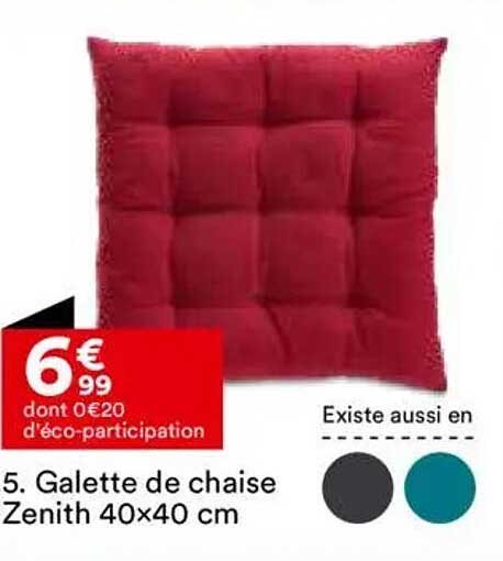 Galette de chaise Zenith 40x40 cm