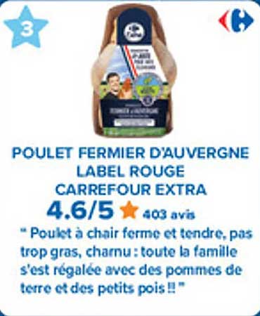 POULET FERMIER D'AUVERGNE LABEL ROUGE CARREFOUR EXTRA