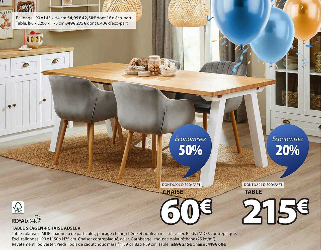 TABLE SKAGEN + CHAISE ADSLEV