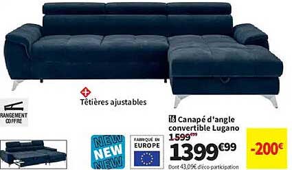 Canapé d'angle convertible Lugano