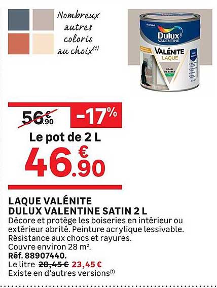 LAQUE VALÉNITE DULUX VALENTINE SATIN 2 L