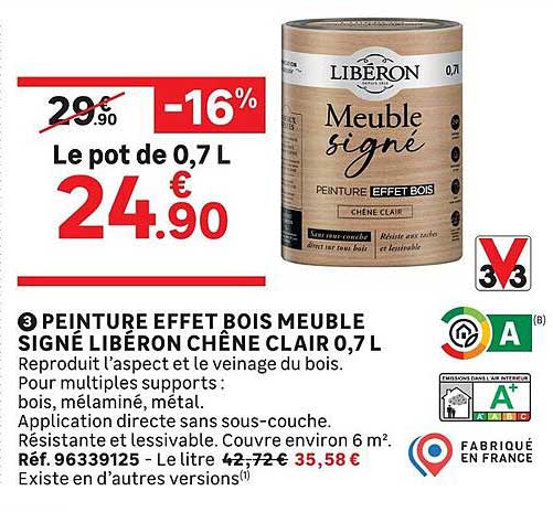 Meuble signé Peinture Effet Bois LIBERON Chêne Clair 0,7 L