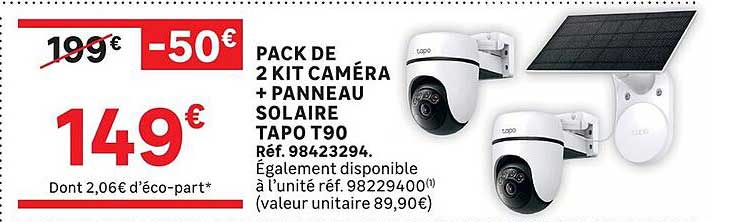 PACK DE 2 KIT CAMÉRA + PANNEAU SOLAIRE TAPO T90